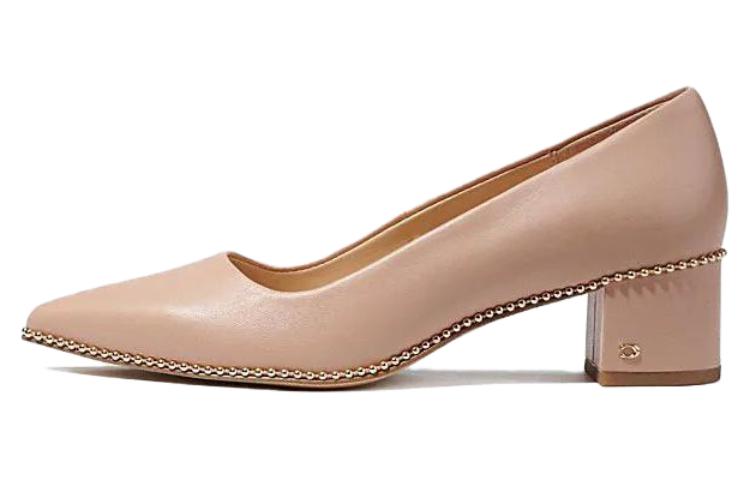 (Women) Coach Leather Pointed Toe Fashion 'Pink Chunky Heels' G4610_EQO