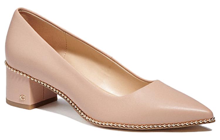 (W) Coach Leather Pointed Toe Fashion 'Pink Chunky Heels' 圖 2