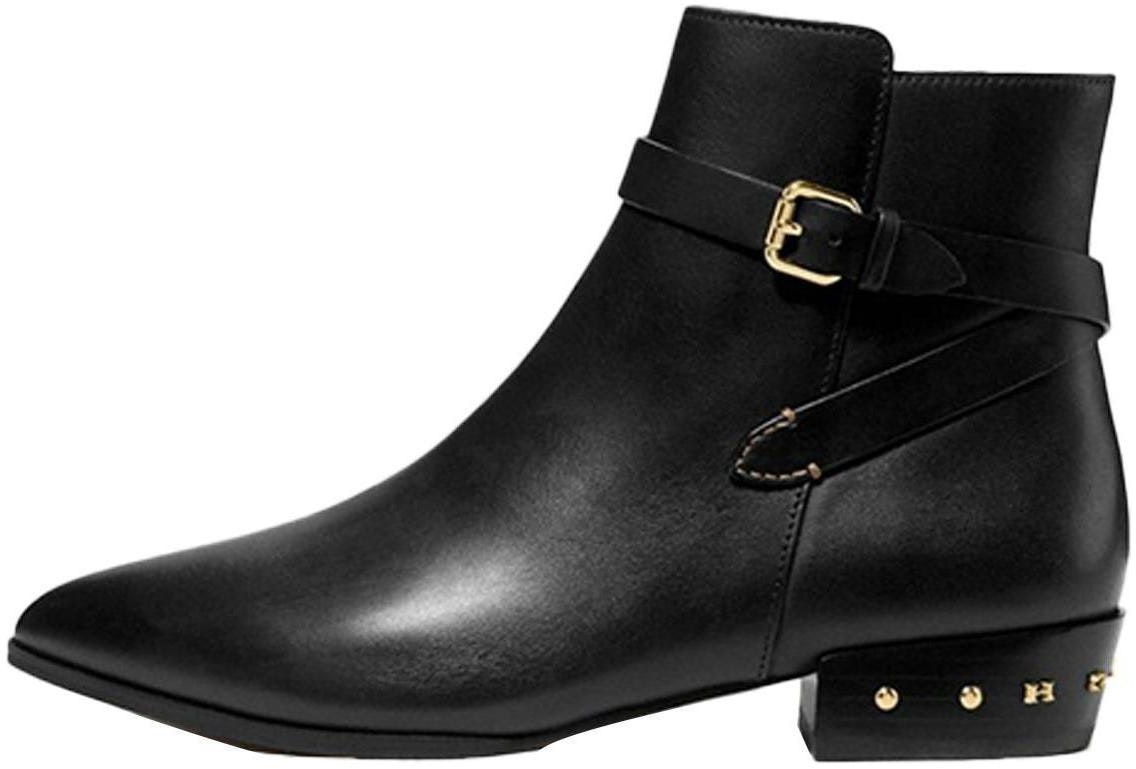 women-coach-leather-round-toe-buckle-block-heel-bootie-black-g5343-blk