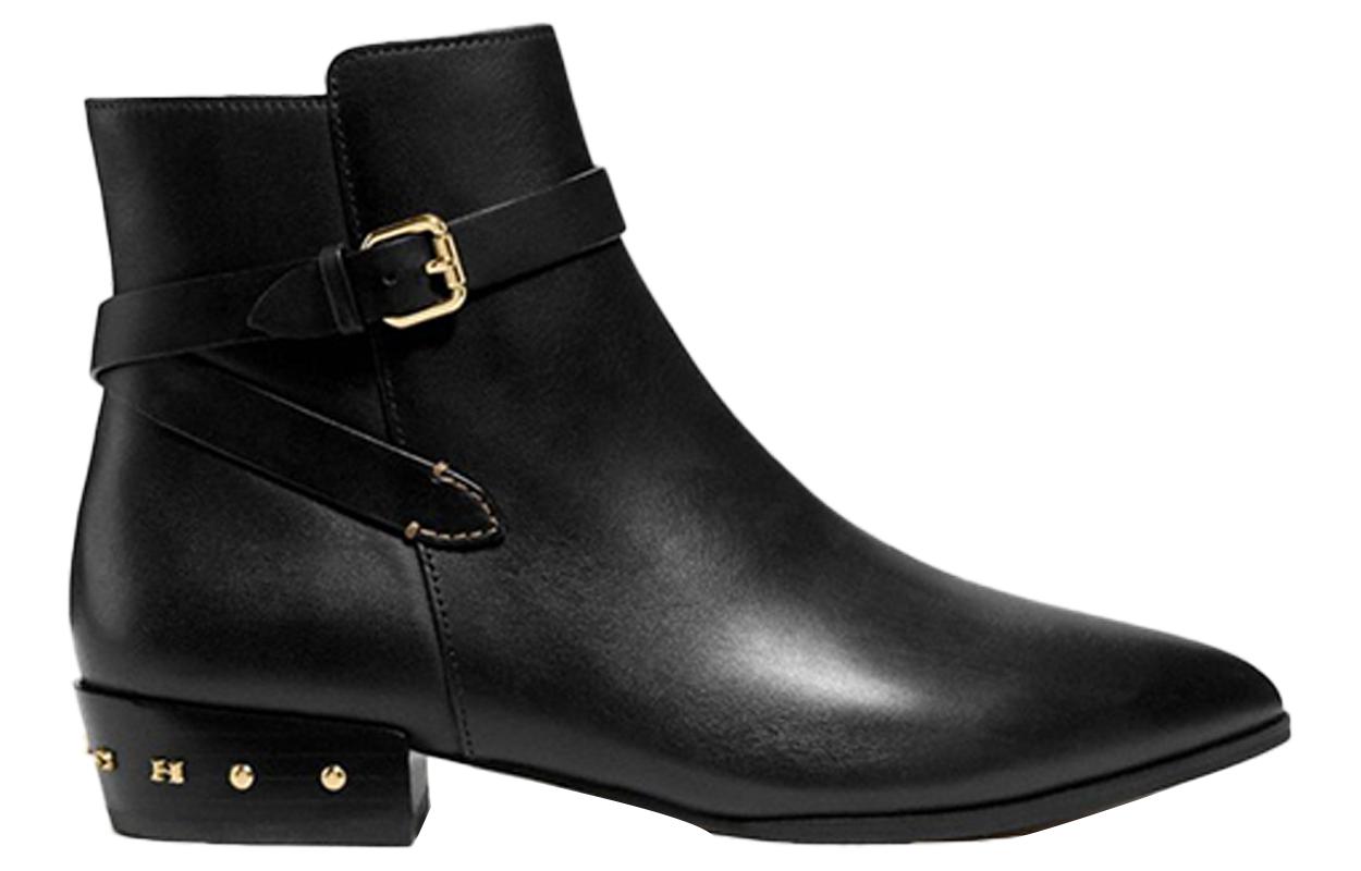 Order (Women) Coach Leather Round-Toe Buckle Block-Heel Bootie 'Black' G5343_BLK