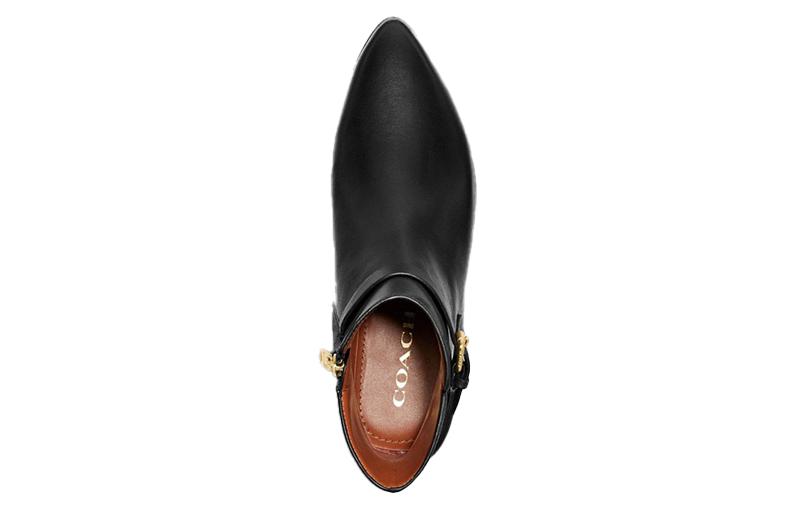 Shop (Women) Coach Leather Round-Toe Buckle Block-Heel Bootie 'Black' G5343_BLK