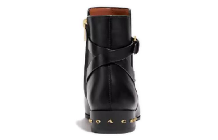 Purchase (Women) Coach Leather Round-Toe Buckle Block-Heel Bootie 'Black' G5343_BLK