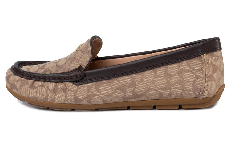 (W) Coach Leather Round-Toe Flats 'Brown'