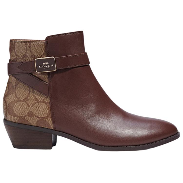 Order (W) Boot Coach Kulit Warna Coklat Bertapak Bulat dan Berikat Tali CC627_UR1