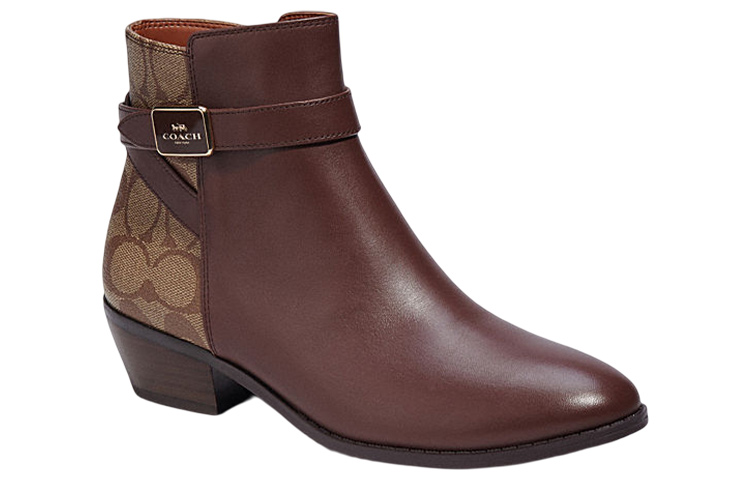 Lookbook (W) Boot Coach Kulit Warna Coklat Bertapak Bulat dan Berikat Tali CC627_UR1