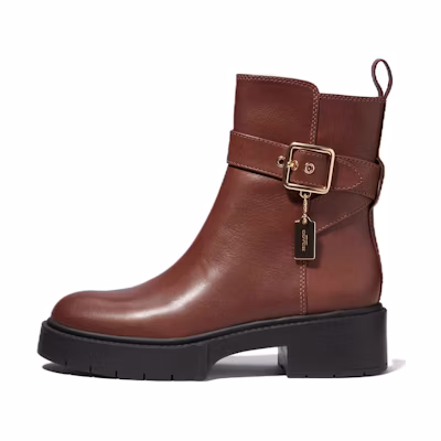 (W) Coach Leather Round Toe Ankle Boots 'Brown CMFT'