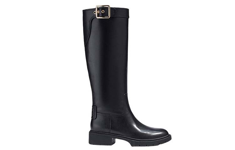 (W) Coach Leather Round Toe Buckle High-Top Boots 'Black' 圖 2