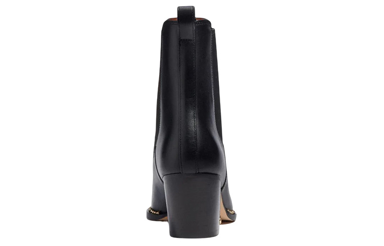 (W) Coach Leather Round Toe Chunky Heel Chelsea Boot 'Black' 圖 4