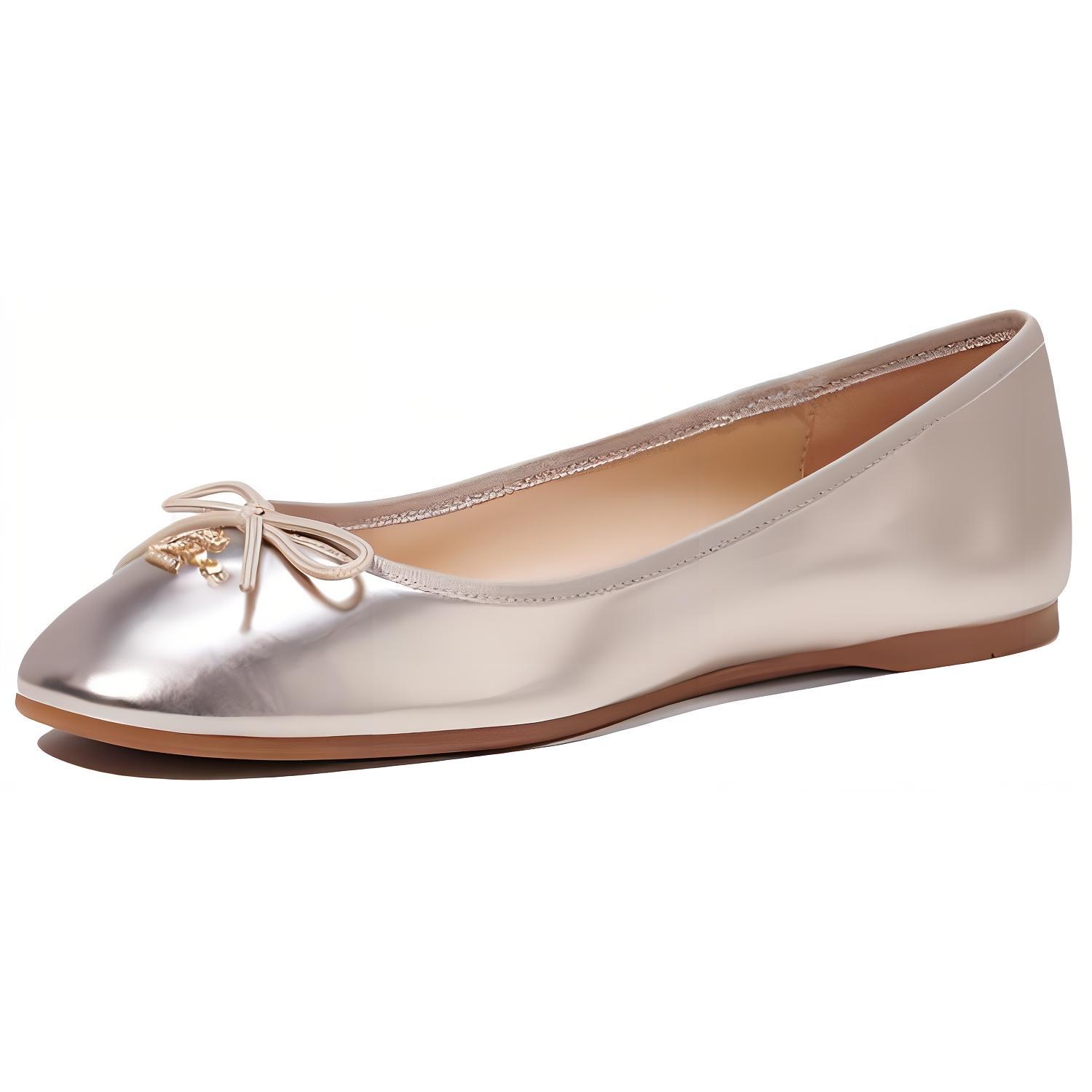 (Women) Coach Leather Round Toe Flat Slip-On 'Champagne Comfort' CD315_CHP