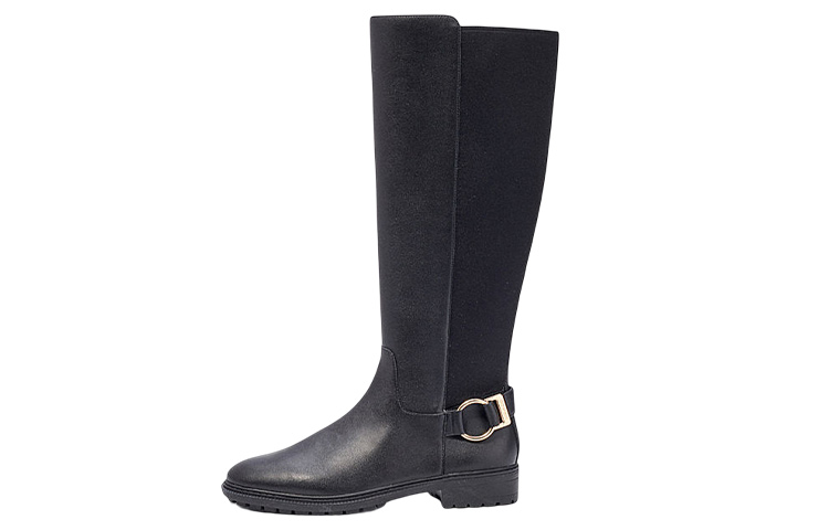 (Women) Coach Leather Round Toe Zip High-Top Boots 'Black' C5767_BLK