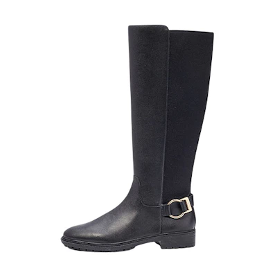 (W) Coach Leather Round Toe Zip High-Top Boots 'Black'