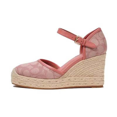(W) Coach Leather Simple Fashion Wedge 'Pink'