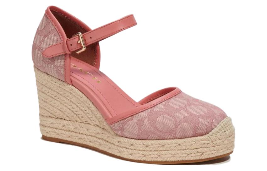 Lookbook (W) Coach Cuña de Cuero Rosa de Moda Simple C8911_PIN