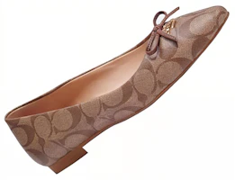 Shop COACH蔻馳 皮革 套腳 平底鞋 女款 棕色