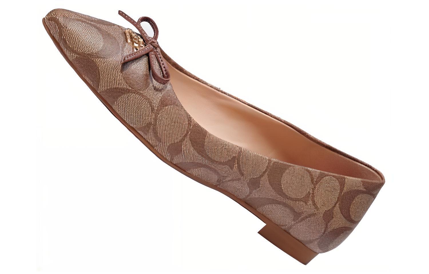 Purchase (Women) Coach Leather Slip-On Flat 'Brown' C2913_KHSD