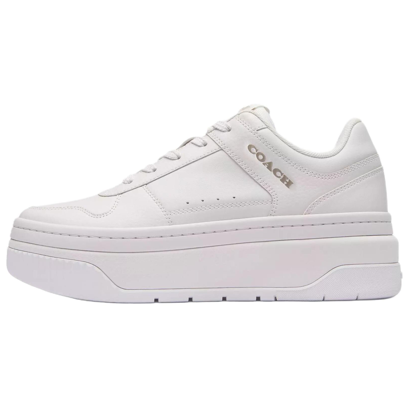 (Women) COACH Leather Thick Sole Low-Top Sneakers Optical White CCN52-OPI
