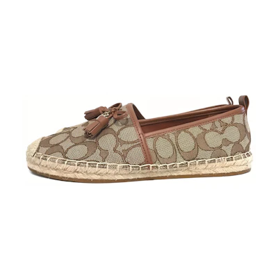 (W) Coach Leather Woven Flats 'Brown'