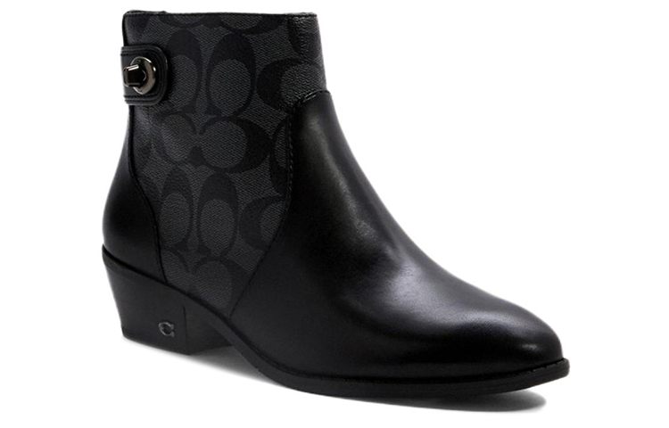 (W) Coach Leather Zip Ankle Boot 'Black Chunky Heel' 圖 3