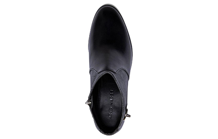 (W) Coach Leather Zip Ankle Boot 'Black Chunky Heel' 圖 4