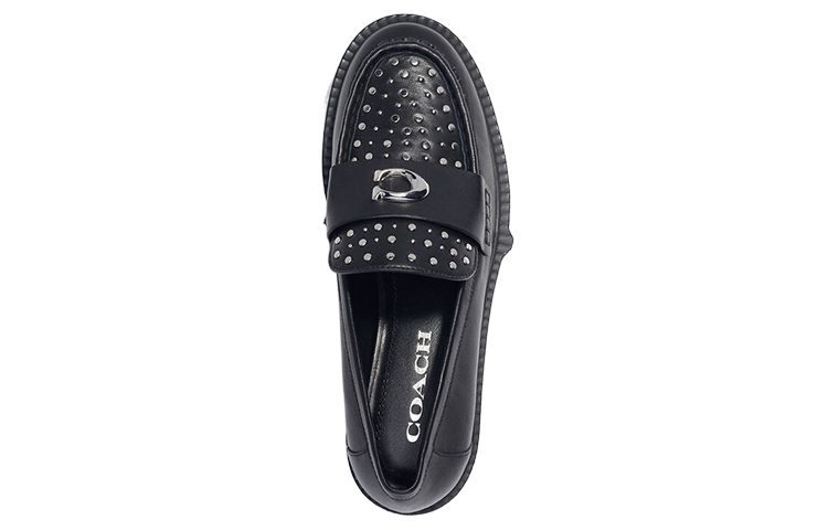 Lookbook (W) Coach Leela 'Polished Rivets Black Platform Loafer' Kasut Loafer Hitam Berplatform CE309_BLK