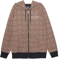 (Women) COACH Letter Logo Print Brown Casual Hooded Jacket for Women. C8773-E7V (Women) COACH Letter Logo Print Brown Casual Hooded Jacket for Women. C8773-E7V
