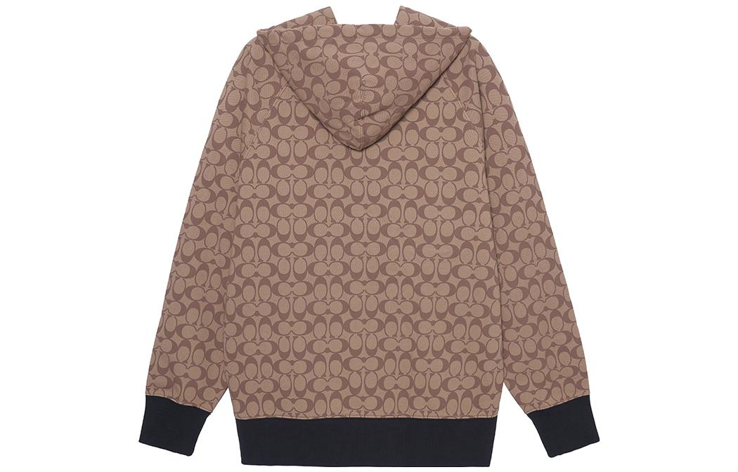 Lookbook (W) COACH 女士字母标志印花棕色休闲连帽夹克。 C8773-E7V