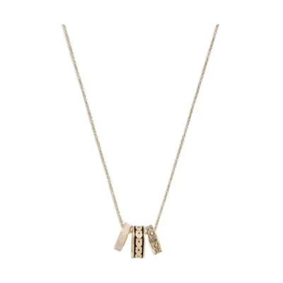 (Women) COACH Logo Engraved Necklace with Swarovski Crystals in Gold for Women. CB448GDBK