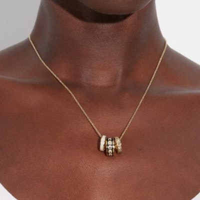 (W) COACH女士金色Swarovski水晶镶嵌标志项链 CB448GDBK Lookbook (W) COACH女士金色Swarovski水晶镶嵌标志项链 CB448GDBK