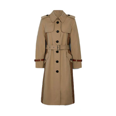 (Women) COACH Logo Print Button-Up Trench Coat in Light Khaki. 89645-PAE