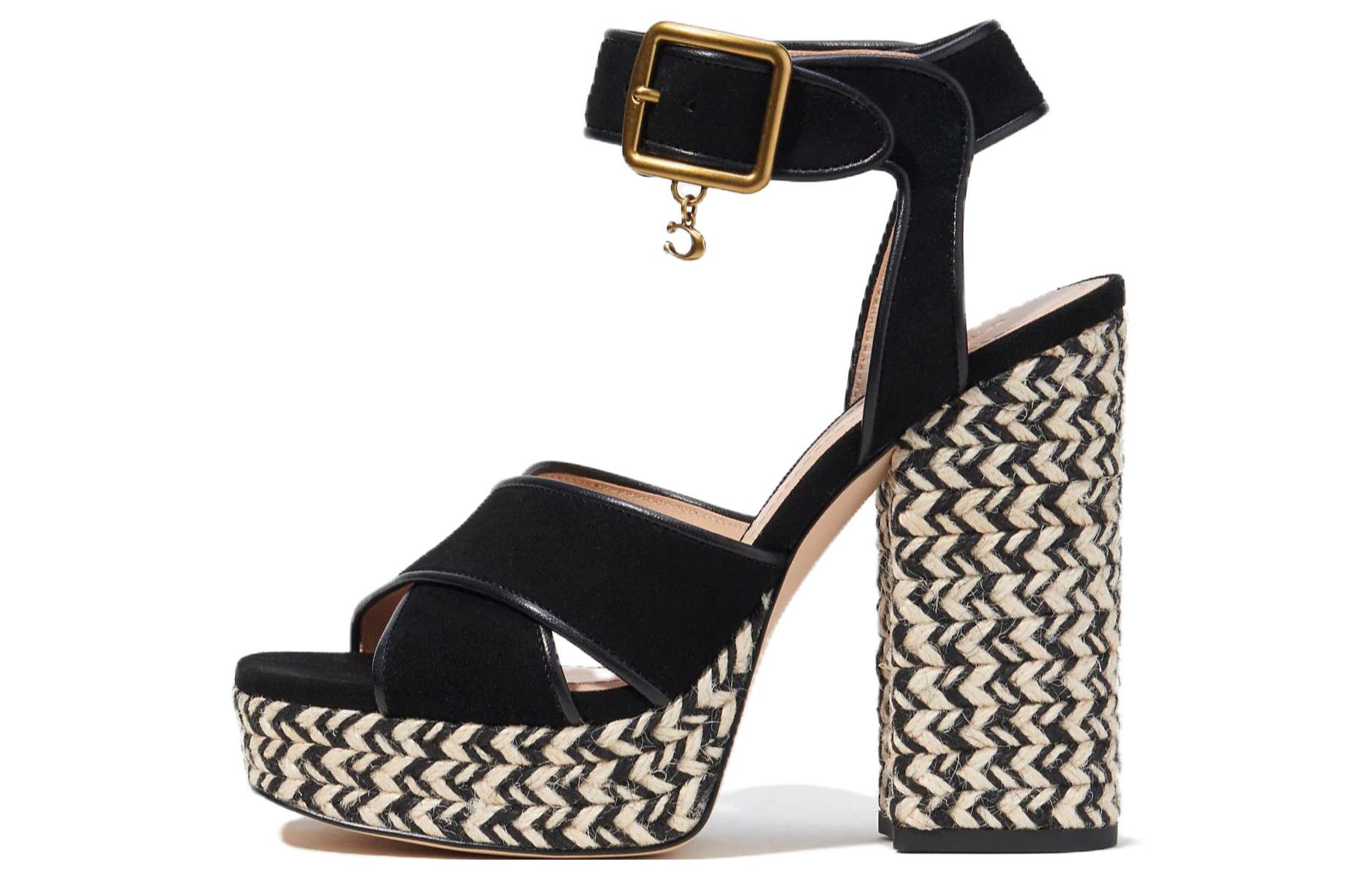 (Women) Coach Nelly Leather 'Comfort Open-Toe' CI245_BLK