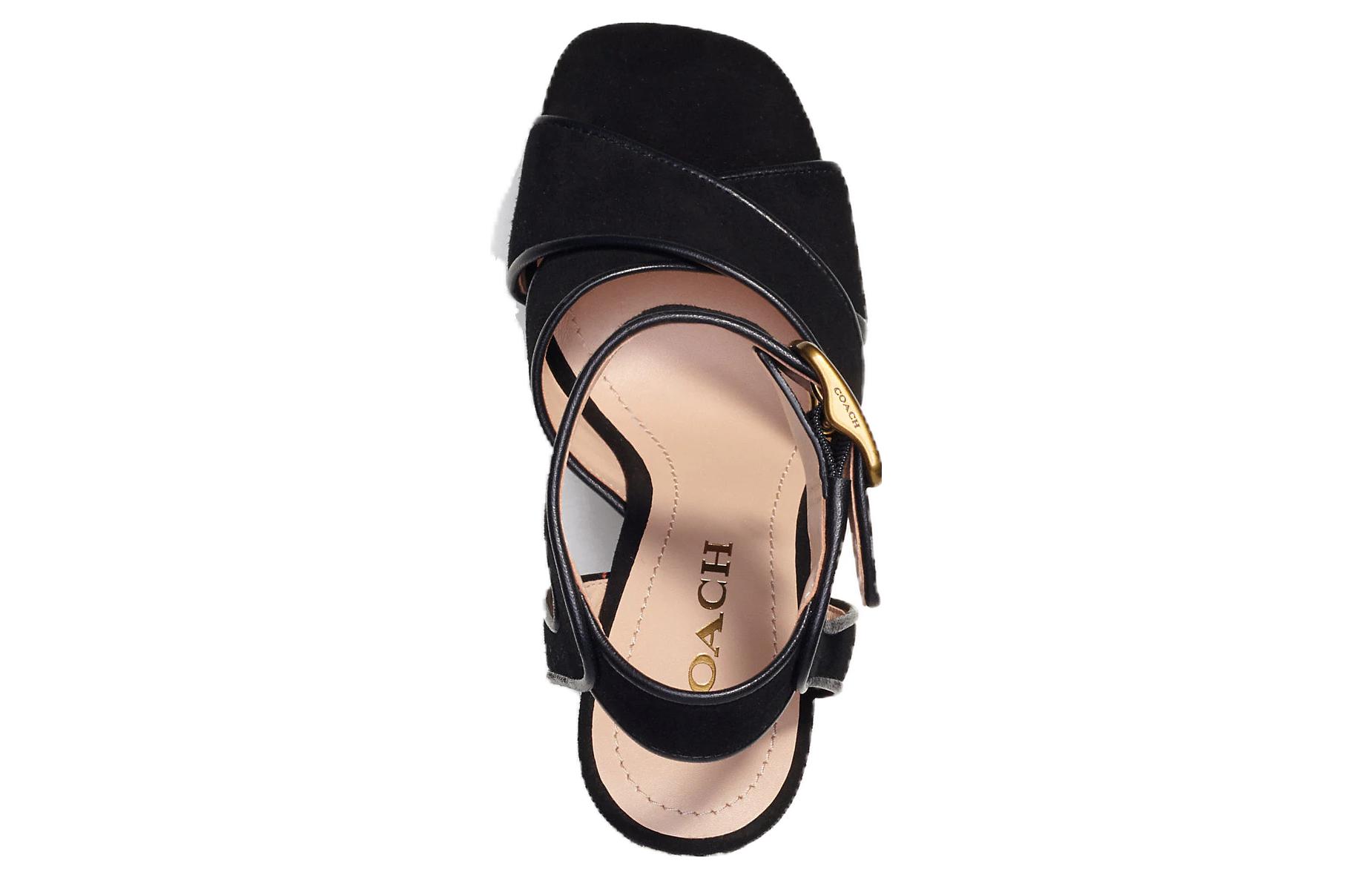Lookbook (W) 코치 넬리 가죽 컴포트 오픈토 샌들 CI245_BLK