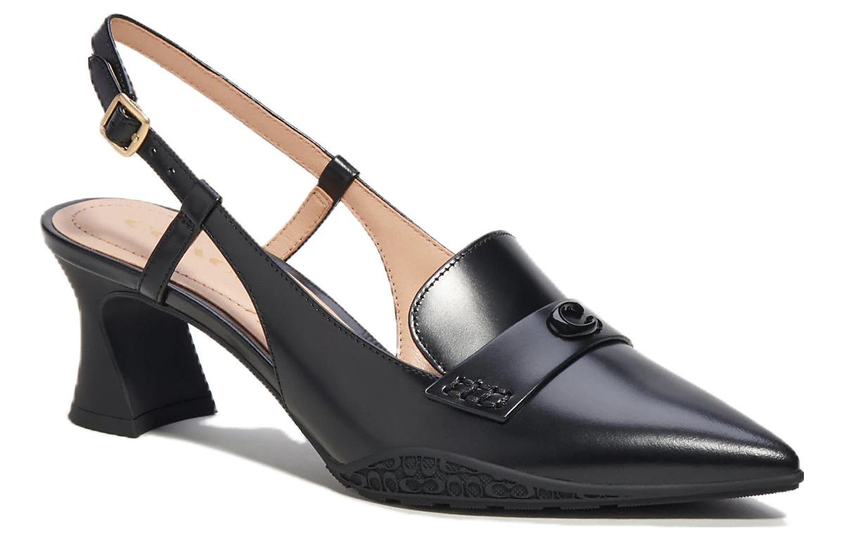 Order (Women) Coach Nikola 'Black Pointed Toe Open Back Block Heel' CM757_BLK