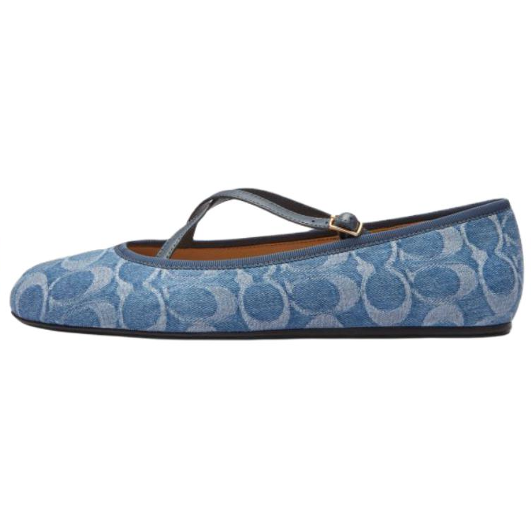 (Women) COACH Phoebe Round Toe Ballet Flats - Casual Shoes in Indigo. CDF63-IND
