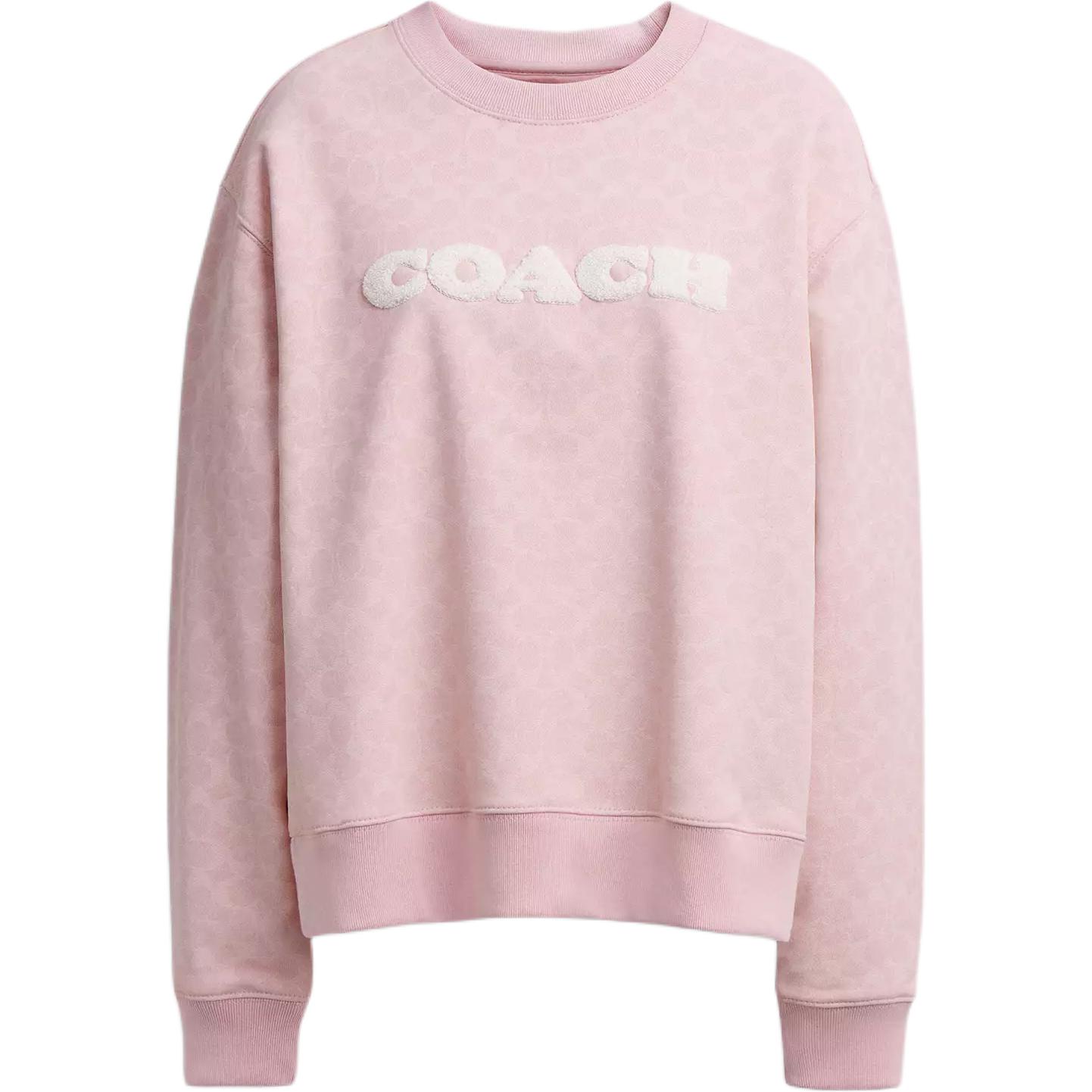(Women) Coach Pink Cotton Logo Graphic Crewneck Sweatshirt Long Sleeve CZ190-PSZ