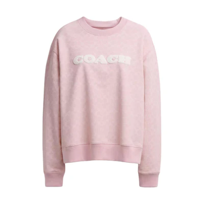 (Women) Coach Pink Cotton Logo Graphic Crewneck Sweatshirt Long Sleeve CZ190-PSZ