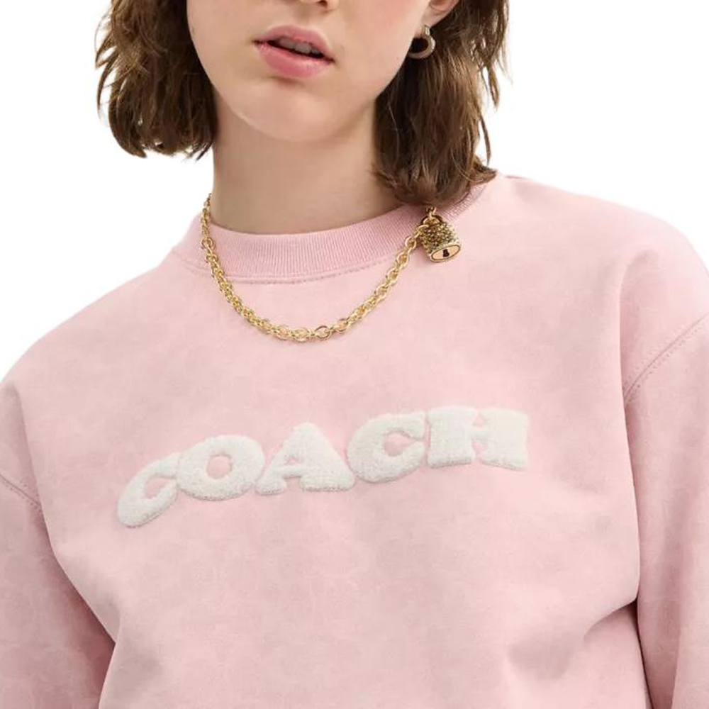 Purchase (W) Coach 粉色棉質標誌長袖休閒圓領衫 CZ190-PSZ