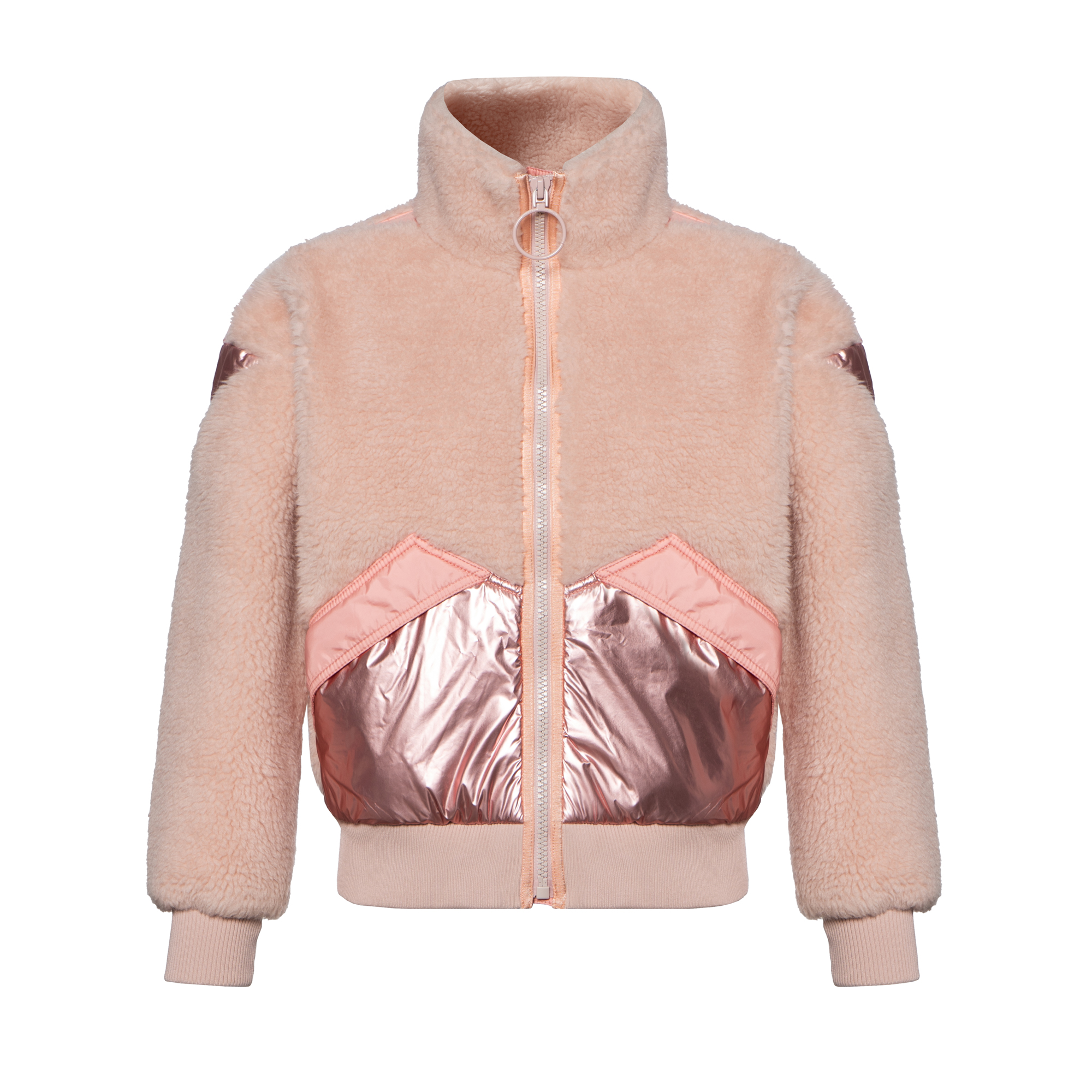 (Women) COACH Pink Hooded Bomber Jacket with Stand Collar C0635-PIN