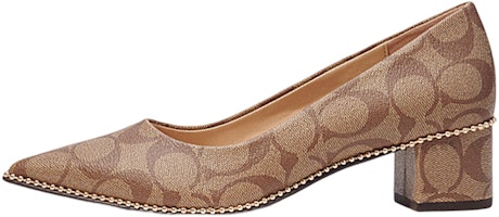 (Women) Coach Pointed Toe Leather Slide 'Brown Block Heel' CI289_KHSD (Women) Coach Pointed Toe Leather Slide 'Brown Block Heel' CI289_KHSD