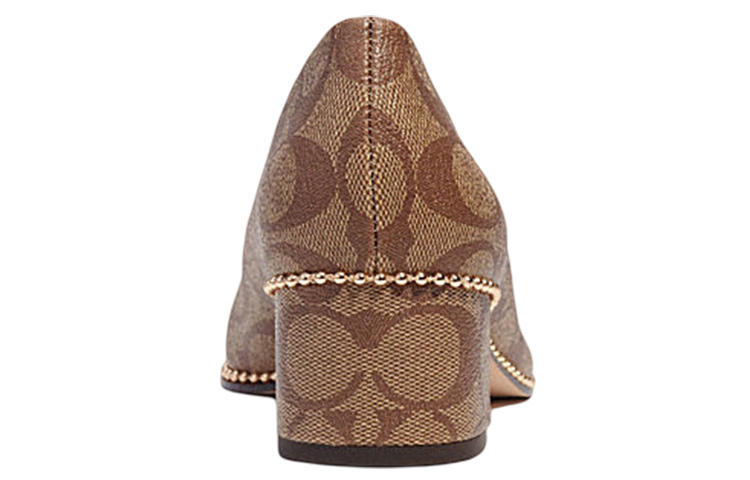 Shop (Women) Coach Pointed Toe Leather Slide 'Brown Block Heel' CI289_KHSD