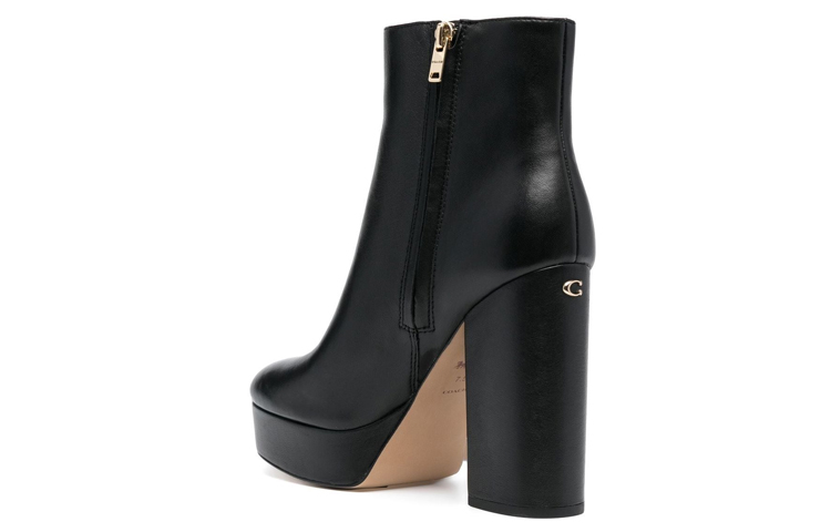 Shop (Women) Coach Polished Leather Platform High Heel Ankle Boots 'Black' CE300_BLK