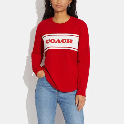 (W) Coach 拼接色塊標誌印花套頭長袖衛衣 CE420-RED Lookbook (W) Coach 拼接色塊標誌印花套頭長袖衛衣 CE420-RED