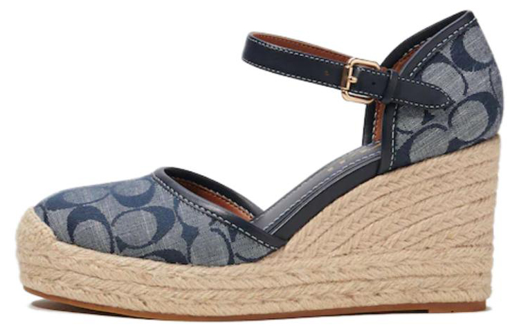 (W) Coach Raine High Heel 'Denim Blue Leather Signature'