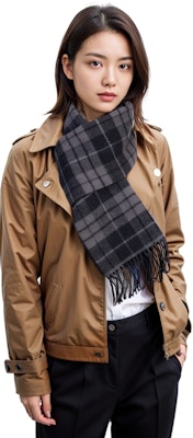 (W) COACH Syal Wol Reversible Motif Carriage Plaid Seri Aksesori 4624-BLK Shop (W) COACH Syal Wol Reversible Motif Carriage Plaid Seri Aksesori 4624-BLK