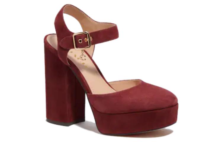Order (W) Coach Round Toe Gesper Chunky Heel 'Wine Red' CE296_WIN