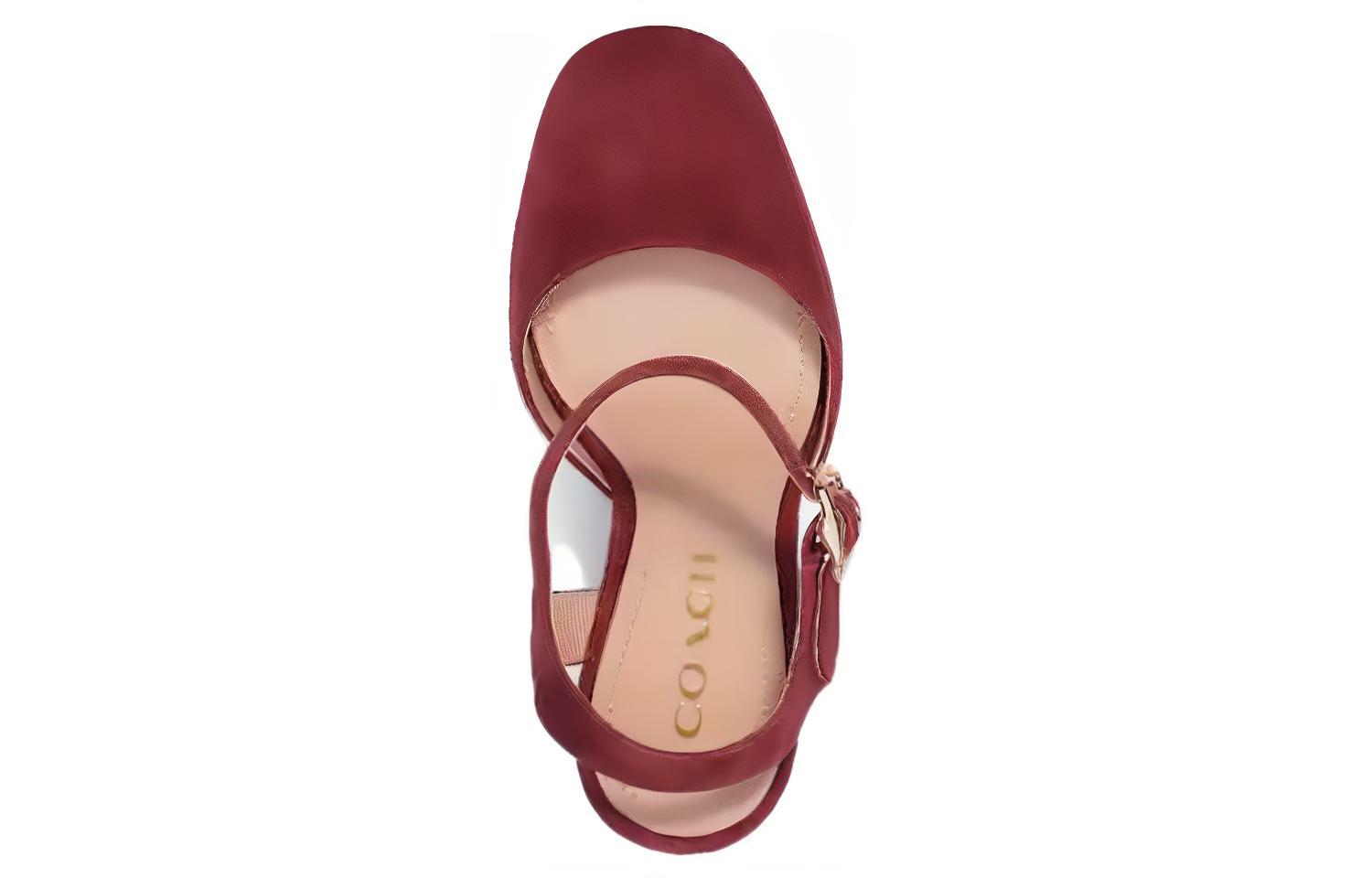 Lookbook (W) Coach Round Toe Gesper Chunky Heel 'Wine Red' CE296_WIN