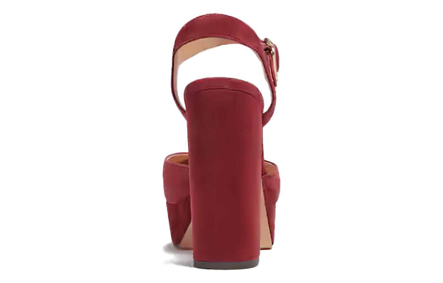 Shop (W) Coach Round Toe Gesper Chunky Heel 'Wine Red' CE296_WIN