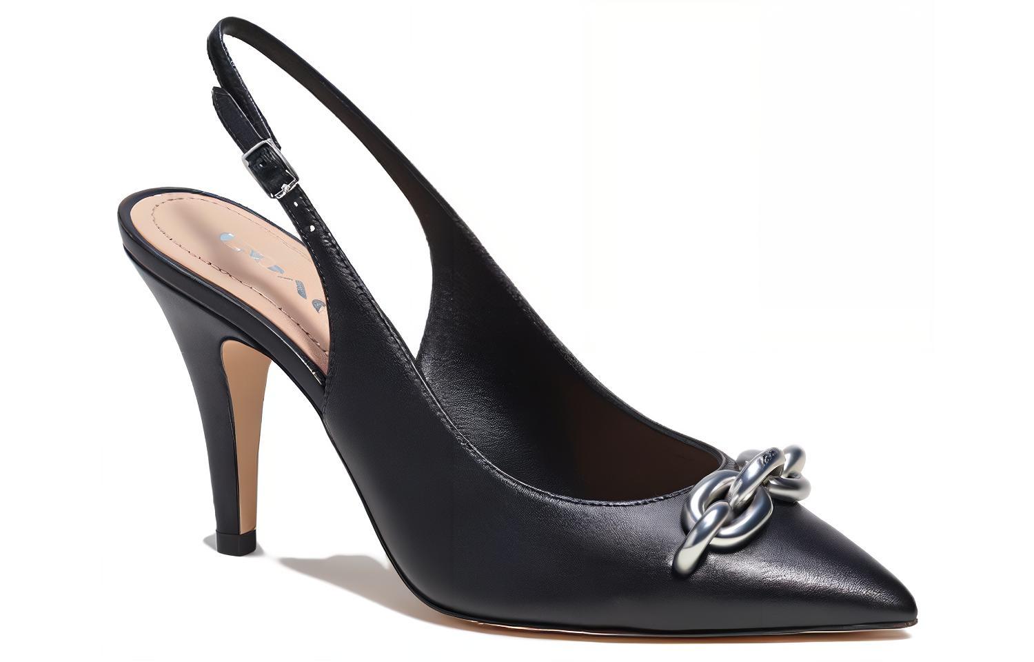 (W) Coach Sadie Leather Buckle Pointed Toe Stiletto Heels 'Black' 圖 2