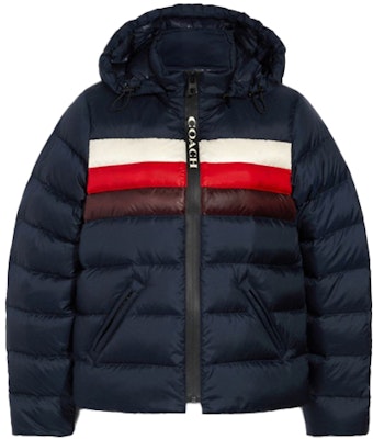 (Women) COACH Short Colorblock Puffer Jacket with Hood Winter Deep Blue. 4524-A8Z Order (Women) COACH Short Colorblock Puffer Jacket with Hood Winter Deep Blue. 4524-A8Z
