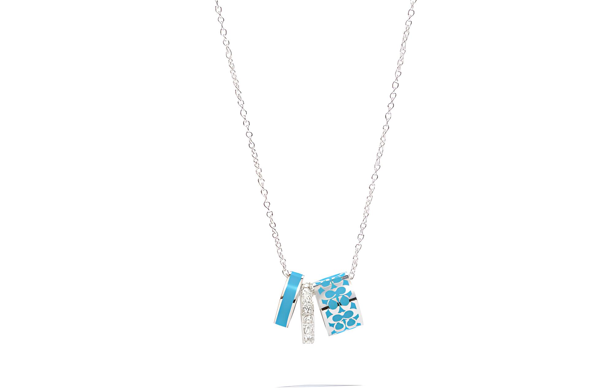 (Women) COACH Signature Enamel C Letter Multi-Layer Necklace Women’s Blue Green. C9446-AV9