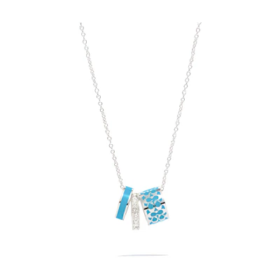 (Women) COACH Signature Enamel C Letter Multi-Layer Necklace Women’s Blue Green. C9446-AV9